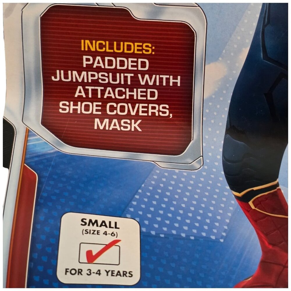 Marvel Avengers Endgame Iron Spider Costume Kids Small 4-6 Muscle Chest Mask NEW - Picture 4 of 7
